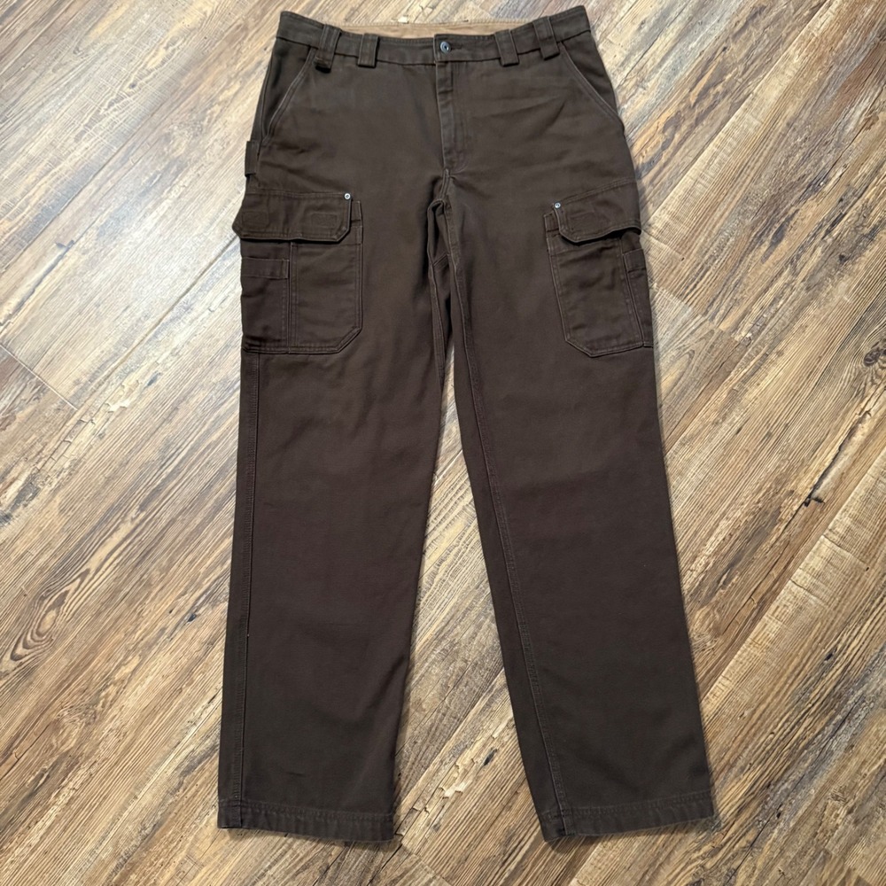 Duluth Trading Cargo Pants Mens 37 Brown Fire Hose Cotton Workwear 92204
